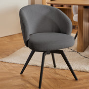 Soli Round Dining Table in Oak/Black 120x75cm Included 4 Darlene Dining Chair with Armrest and Swivel Function in Grey – image 8