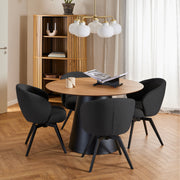 Soli Round Dining Table in Oak/Black 120x75cm Included 4 Darlene Dining Chair with Armrest and Swivel Function in Black – image 1