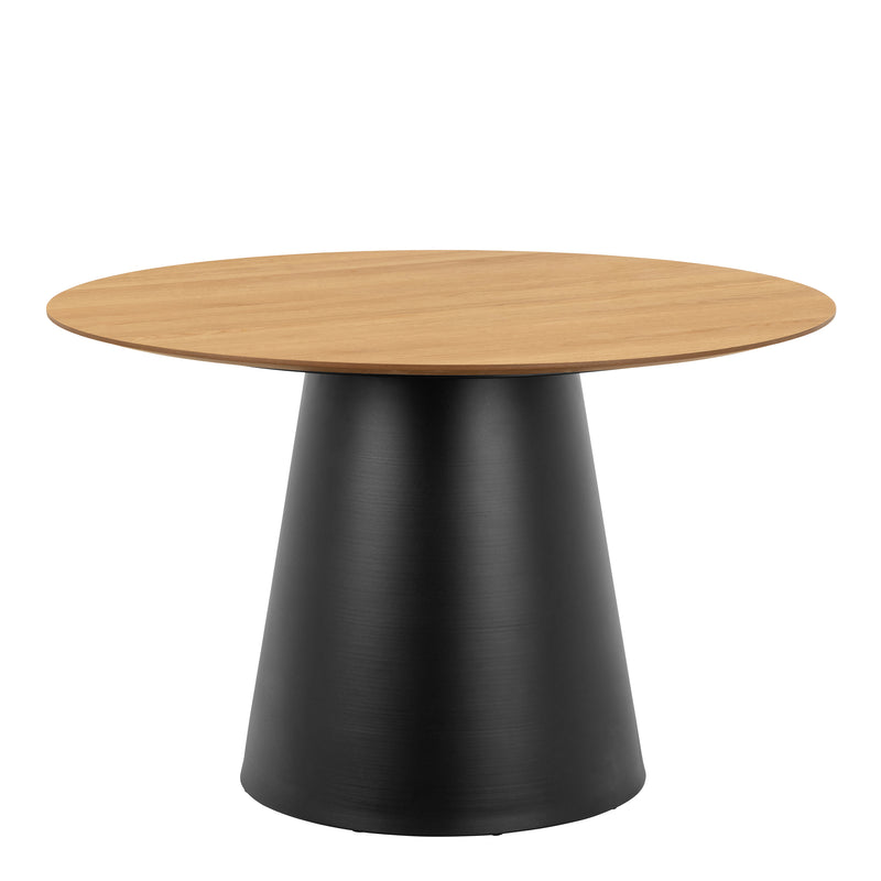 Soli Round Dining Table in Oak/Black 120x75cm Included 4 Darlene Dining Chair with Armrest and Swivel Function in Black – image 2