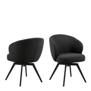 Soli Round Dining Table in Oak/Black 120x75cm Included 4 Darlene Dining Chair with Armrest and Swivel Function in Black – image 6