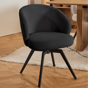 Soli Round Dining Table in Oak/Black 120x75cm Included 4 Darlene Dining Chair with Armrest and Swivel Function in Black – image 8