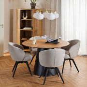 Soli Round Dining Table in Oak/Black 120x75cm Included 4 Darlene Dining Chair with Armrest and Swivel Function in Beige – image 1