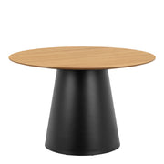 Soli Round Dining Table in Oak/Black 120x75cm Included 4 Darlene Dining Chair with Armrest and Swivel Function in Beige – image 2