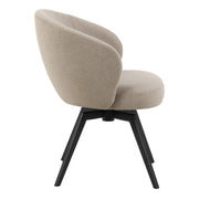 Soli Round Dining Table in Oak/Black 120x75cm Included 4 Darlene Dining Chair with Armrest and Swivel Function in Beige – image 7