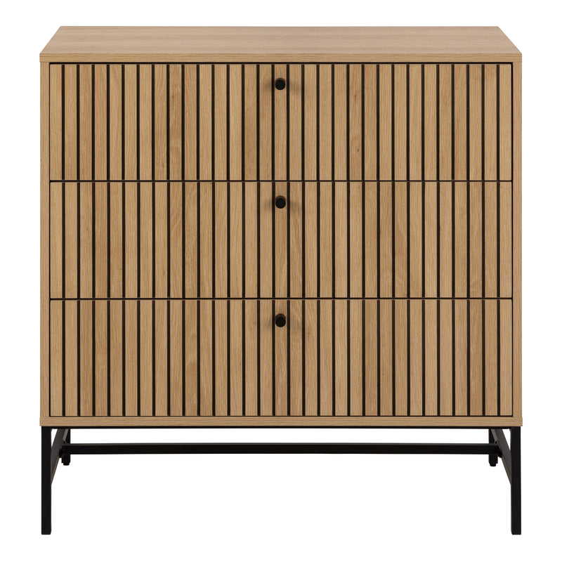 Albany Chest of 3 Drawers in Oak/Black Legs – image 2