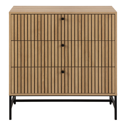 Albany Chest of 3 Drawers in Oak/Black Legs – image 2