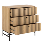 Albany Chest of 3 Drawers in Oak/Black Legs – image 4