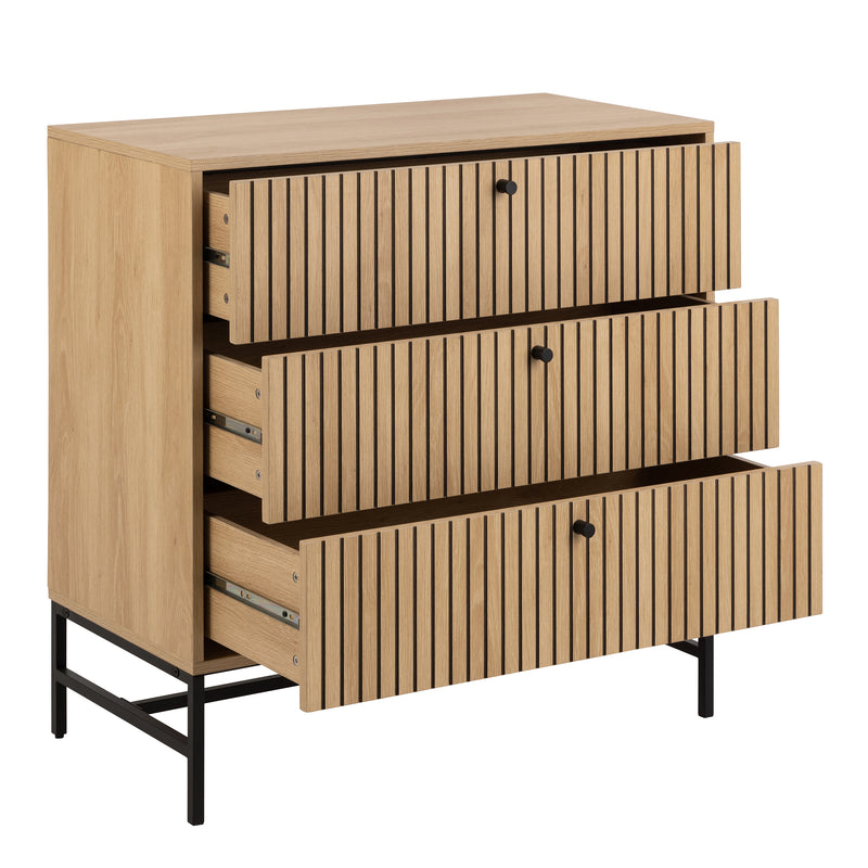Albany Chest of 3 Drawers in Oak/Black Legs – image 4