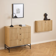 Albany Chest of 3 Drawers in Oak/Black Legs – image 5