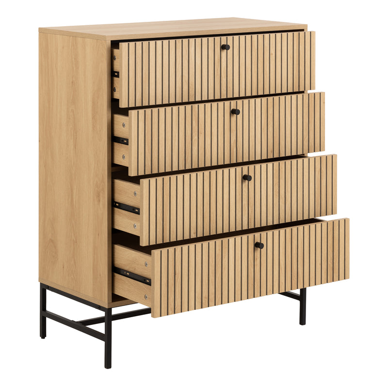 Albany Chest of 4 Drawers in Oak/Black Legs – image 4