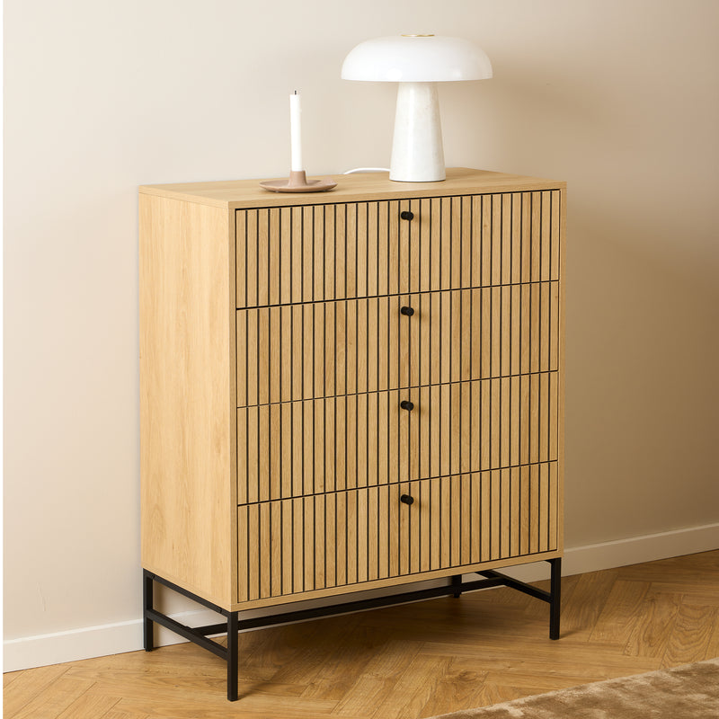 Albany Chest of 4 Drawers in Oak/Black Legs – image 6