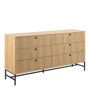 Albany Wide Chest of 6 Drawers in Oak/Black Legs – image 1