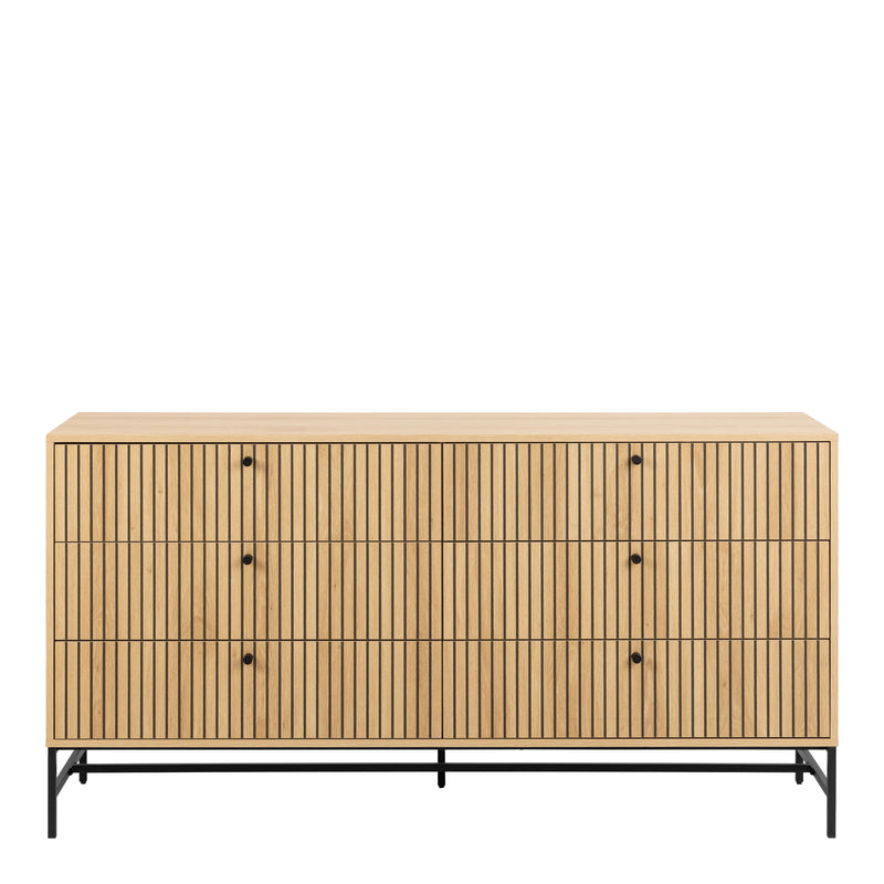 Albany Wide Chest of 6 Drawers in Oak/Black Legs – image 2
