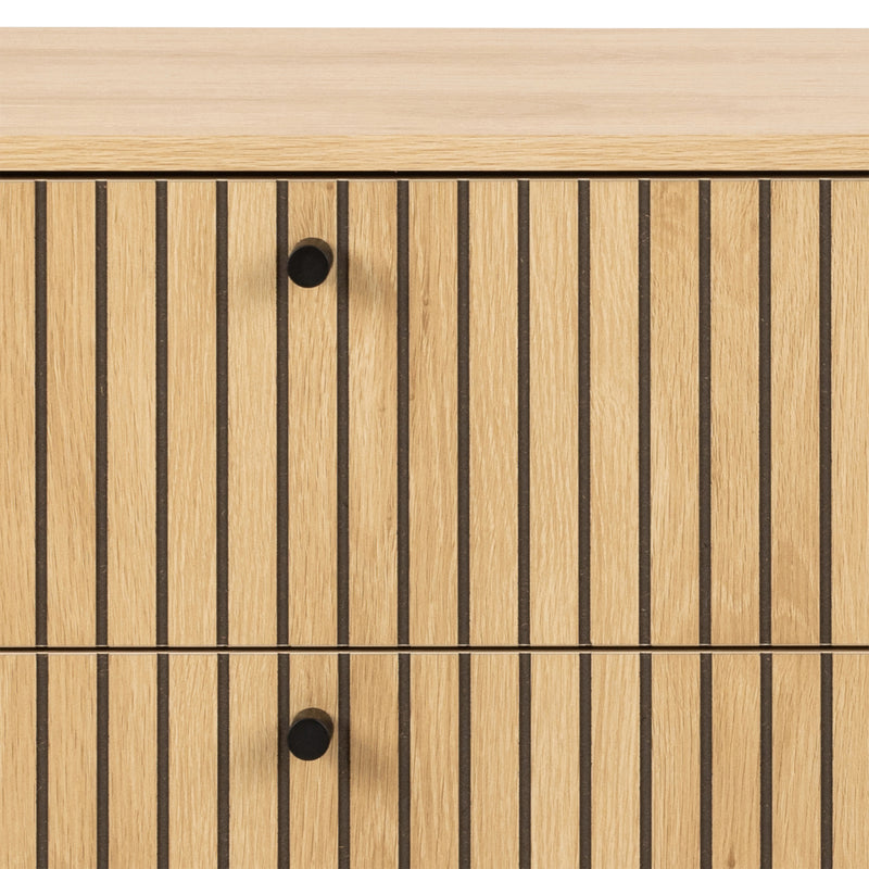 Albany Wide Chest of 6 Drawers in Oak/Black Legs – image 6