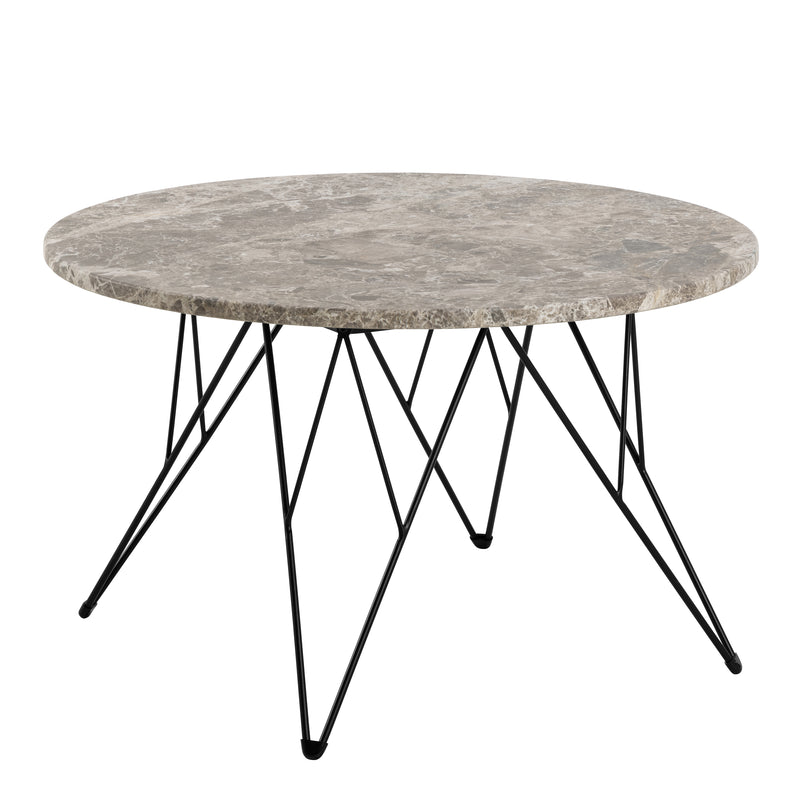 Prunus Round Coffee Table in Brown Marble and Matt Black Coated Steel Base 80x46.4cm – image 1