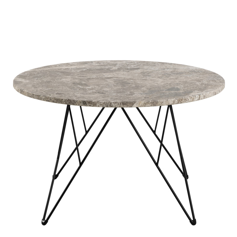 Prunus Round Coffee Table in Brown Marble and Matt Black Coated Steel Base 80x46.4cm – image 2