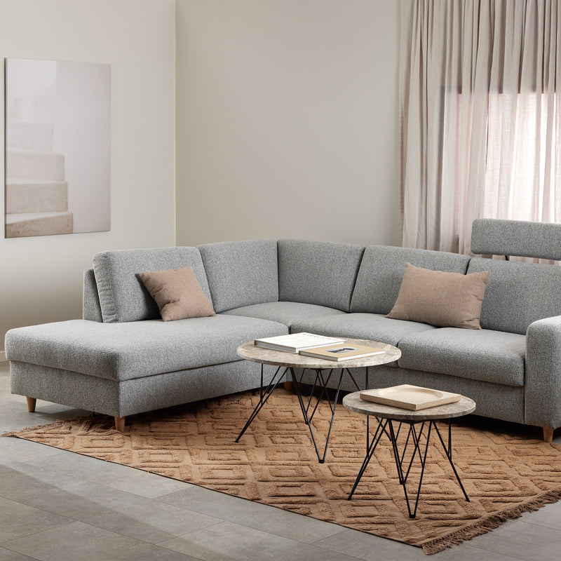 Prunus Round Coffee Table in Brown Marble and Matt Black Coated Steel Base 80x46.4cm – image 3