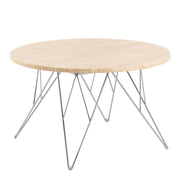 Prunus Round Coffee Table in Matt Beige and Chrome Steel Base 80x46.4cm – image 1