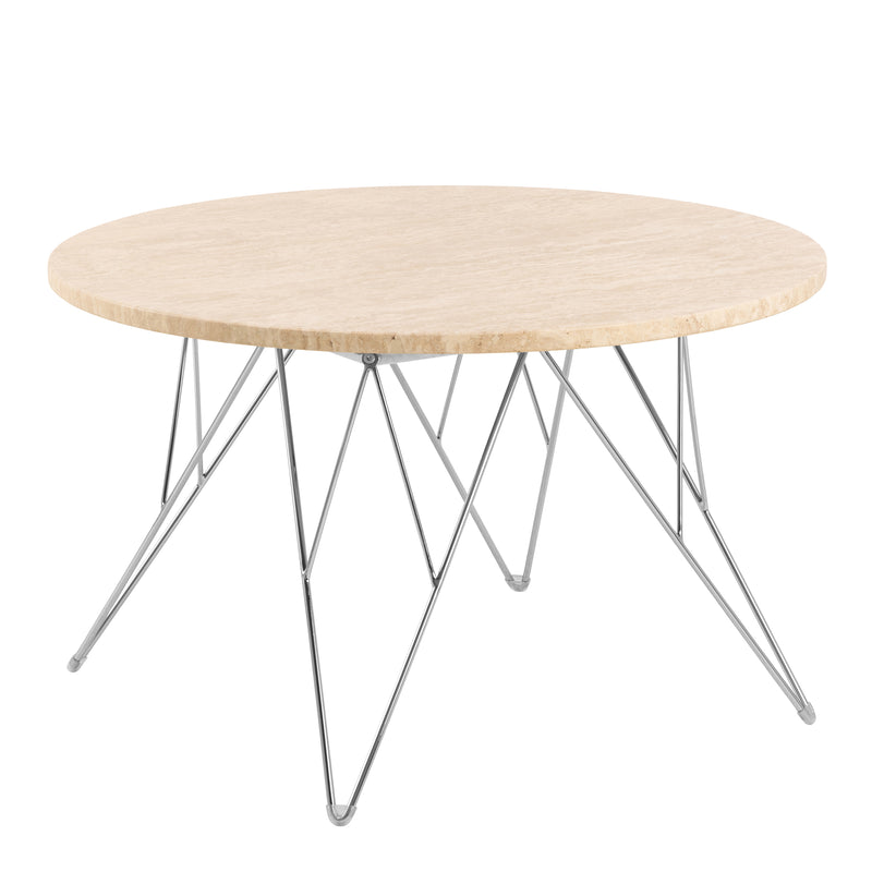 Prunus Round Coffee Table in Matt Beige and Chrome Steel Base 80x46.4cm – image 1