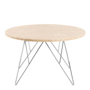 Prunus Round Coffee Table in Matt Beige and Chrome Steel Base 80x46.4cm – image 2