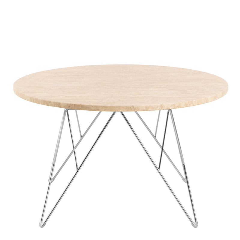 Prunus Round Coffee Table in Matt Beige and Chrome Steel Base 80x46.4cm – image 2