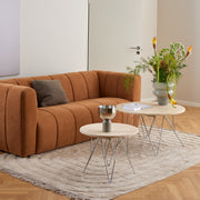 Prunus Round Coffee Table in Matt Beige and Chrome Steel Base 80x46.4cm – image 3
