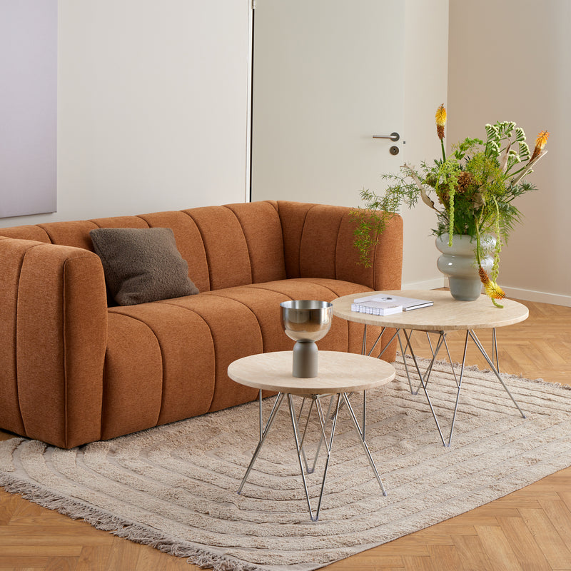 Prunus Round Coffee Table in Matt Beige and Chrome Steel Base 80x46.4cm – image 3