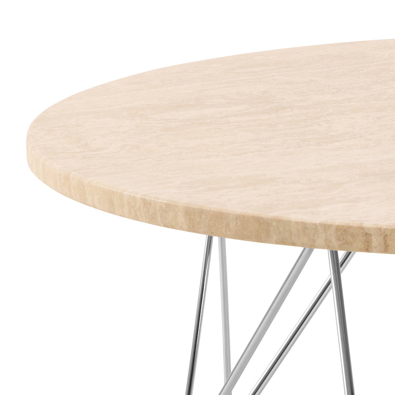 Prunus Round Coffee Table in Matt Beige and Chrome Steel Base 80x46.4cm – image 6