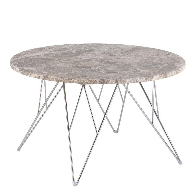Prunus Round Coffee Table with Grey-Brown Marble Top – image 1