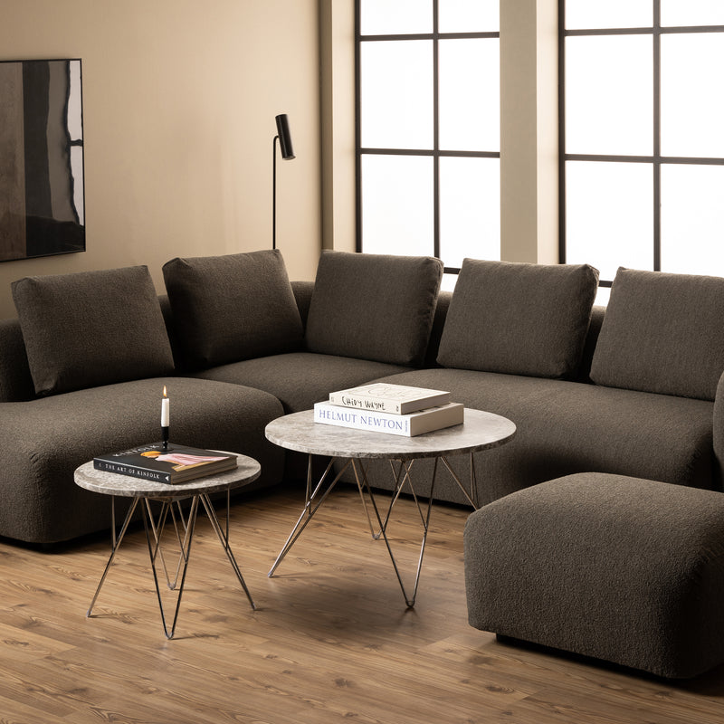 Prunus Round Coffee Table with Grey-Brown Marble Top – image 3