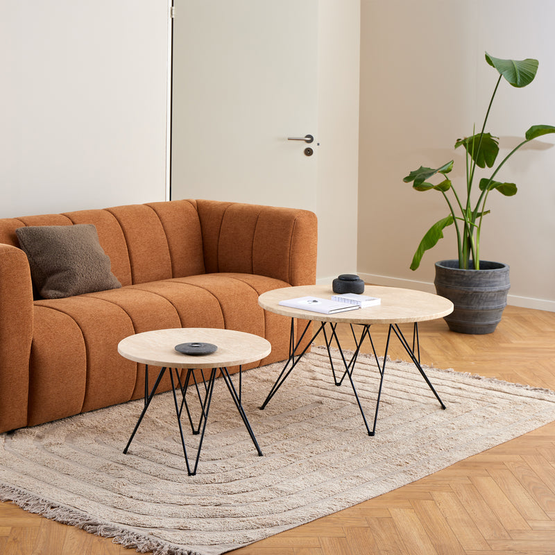 Prunus Round Coffee Table in Matt Beige and Matt Black Coated Steel Base 80x46.4cm – image 3