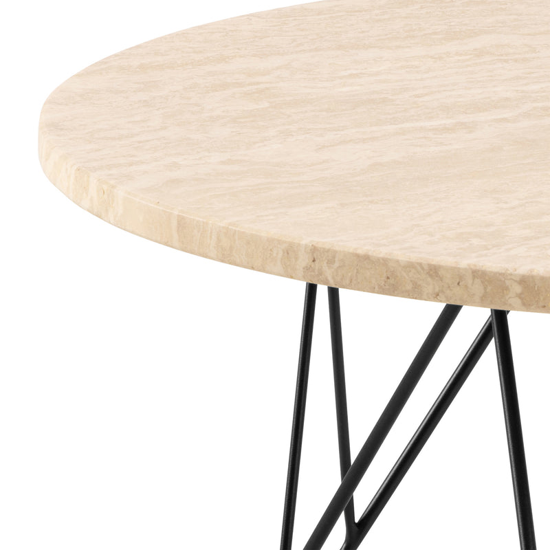Prunus Round Coffee Table in Matt Beige and Matt Black Coated Steel Base 80x46.4cm – image 5