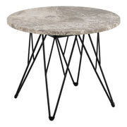 Prunus round Side Table in Grey Marble and Black Coated Steel Base 55x41.4cm – image 1