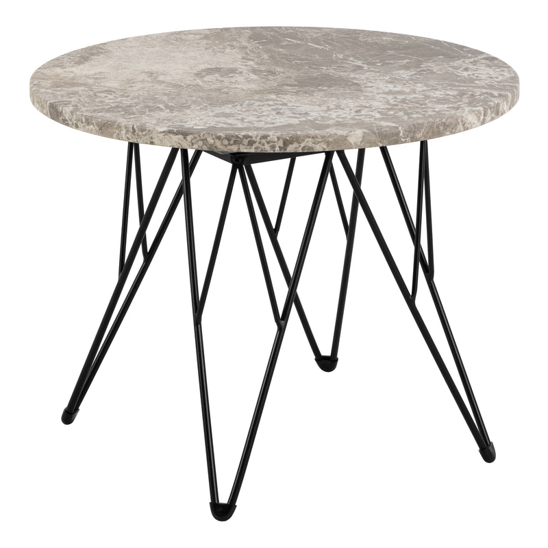 Prunus round Side Table in Grey Marble and Black Coated Steel Base 55x41.4cm – image 1