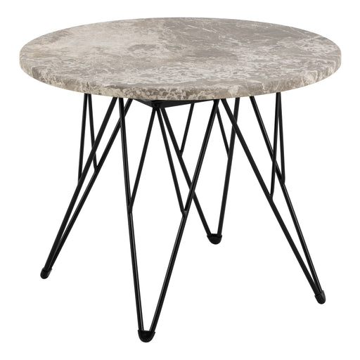 Prunus round Side Table in Grey Marble and Black Coated Steel Base 55x41.4cm – image 1
