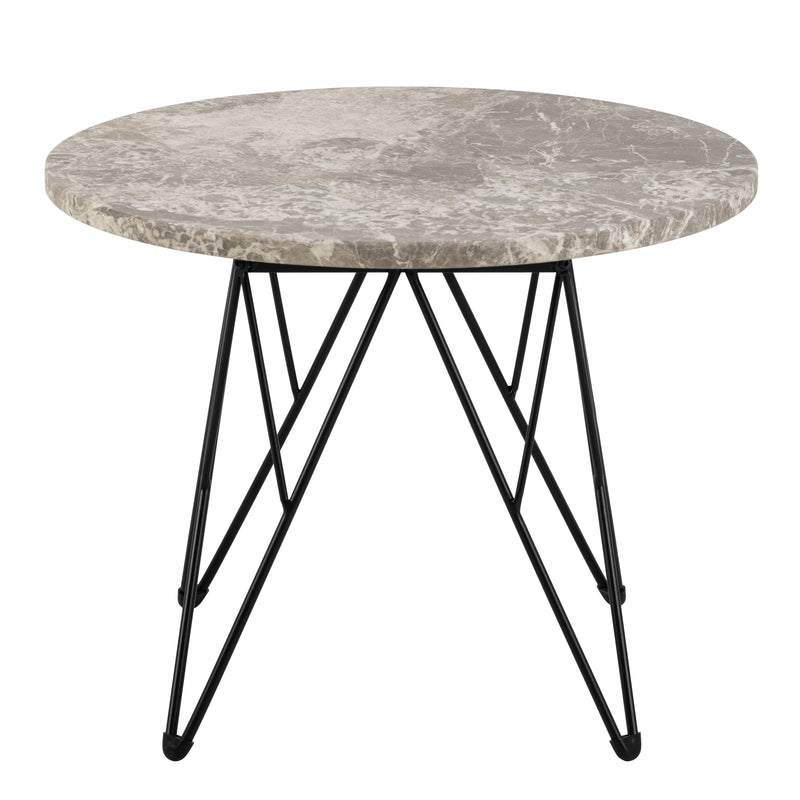 Prunus round Side Table in Grey Marble and Black Coated Steel Base 55x41.4cm – image 2