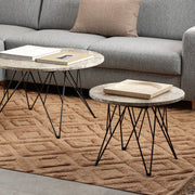 Prunus round Side Table in Grey Marble and Black Coated Steel Base 55x41.4cm – image 4