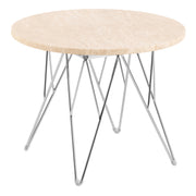 Prunus Round Side Table in Matt Beige and Chrome Steel Base 55x41.4cm – image 1