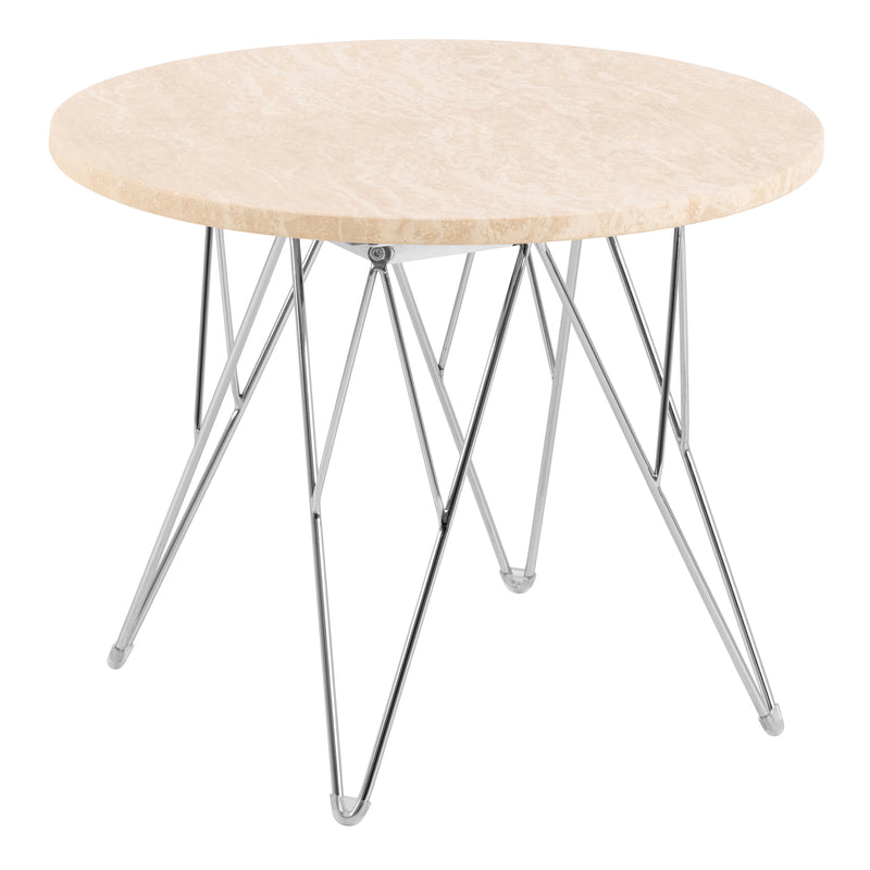 Prunus Round Side Table in Matt Beige and Chrome Steel Base 55x41.4cm – image 1