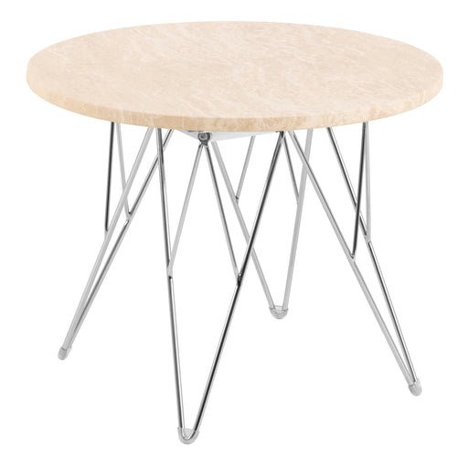 Prunus Round Side Table in Matt Beige and Chrome Steel Base 55x41.4cm – image 1