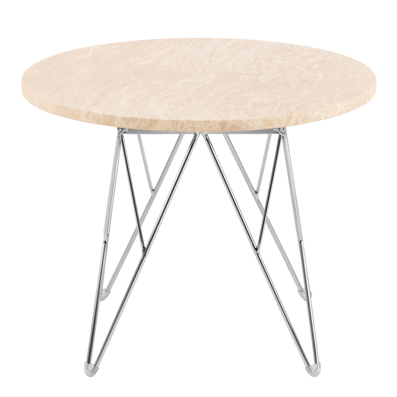 Prunus Round Side Table in Matt Beige and Chrome Steel Base 55x41.4cm – image 2