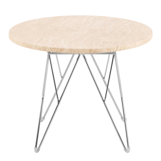Prunus Round Side Table in Matt Beige and Chrome Steel Base 55x41.4cm – image 2