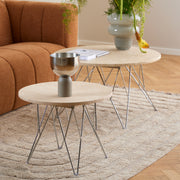 Prunus Round Side Table in Matt Beige and Chrome Steel Base 55x41.4cm – image 4