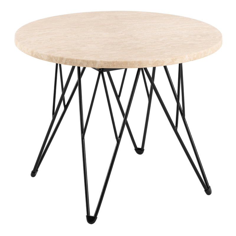 Prunus Round Side Table in Matt Beige and Black Coated Steel Base 55x41.4cm – image 1