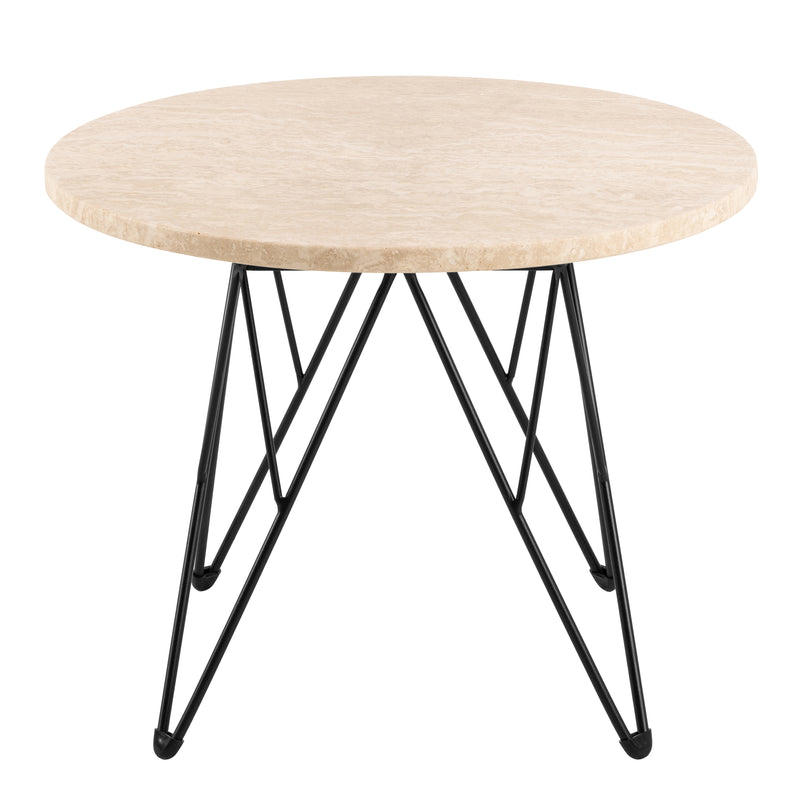 Prunus Round Side Table in Matt Beige and Black Coated Steel Base 55x41.4cm – image 2