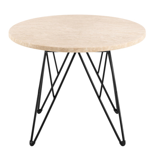 Prunus Round Side Table in Matt Beige and Black Coated Steel Base 55x41.4cm – image 2