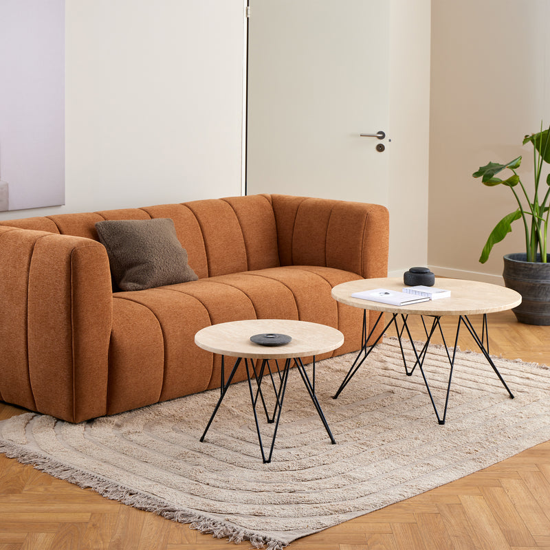 Prunus Round Side Table in Matt Beige and Black Coated Steel Base 55x41.4cm – image 3