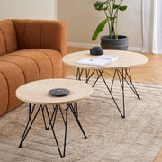 Prunus Round Side Table in Matt Beige and Black Coated Steel Base 55x41.4cm – image 4