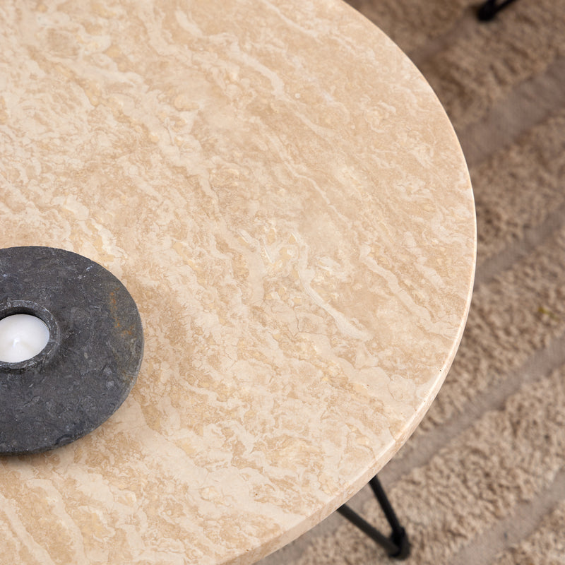 Prunus Round Side Table in Matt Beige and Black Coated Steel Base 55x41.4cm – image 5