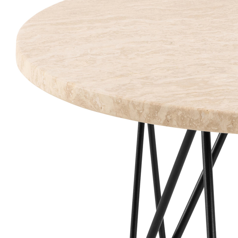 Prunus Round Side Table in Matt Beige and Black Coated Steel Base 55x41.4cm – image 6